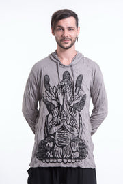 Unisex See No Evil Buddha Hoodie in Gray