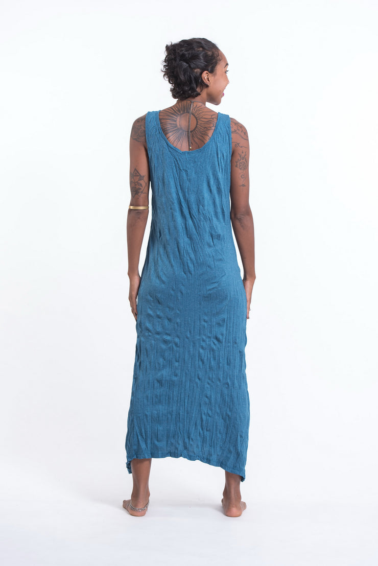 Womens Infinitee Om Long Tank Dress in Denim Blue