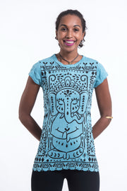 Womens Shanti Ganesh T-Shirt in Turquoise