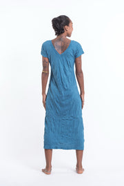 Womens Dreamcatcher V Neck Long Dress in Denim Blue