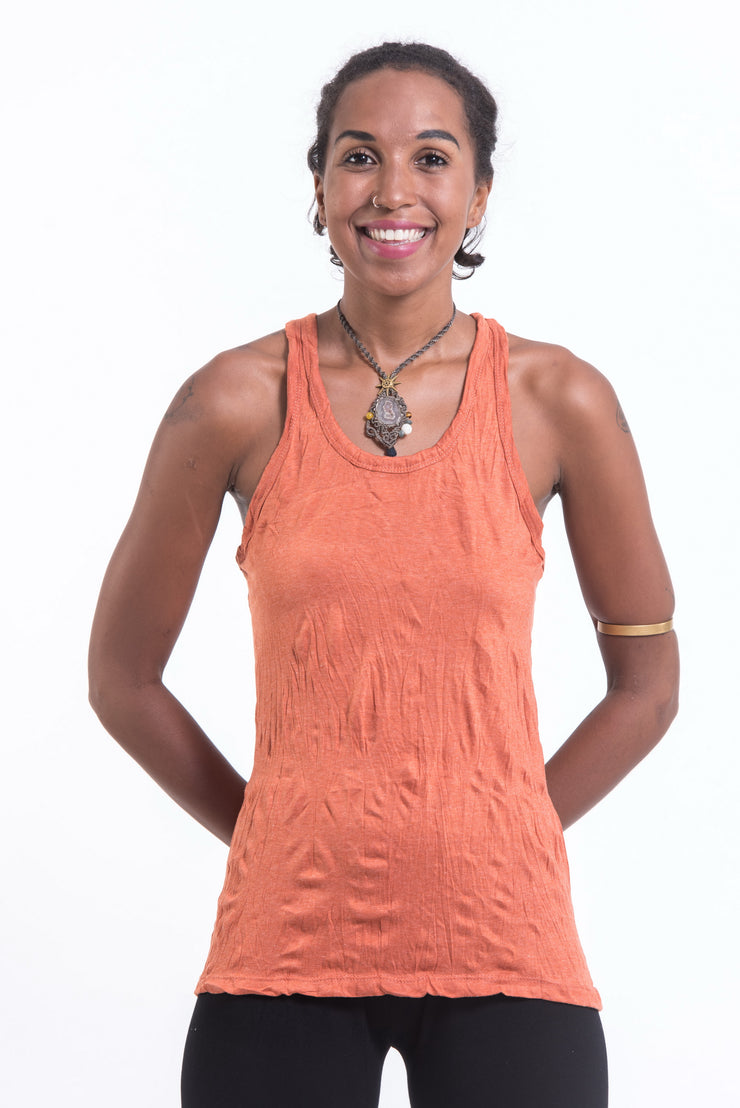 Womens Solid Color Tank Top in Orange
