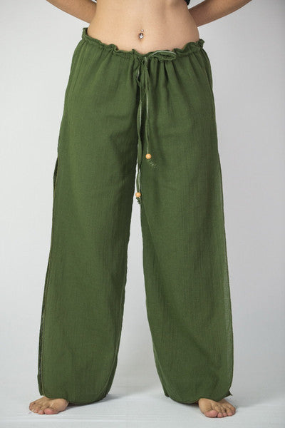 Womens Solid Color Double Layered Palazzo Pants in Green
