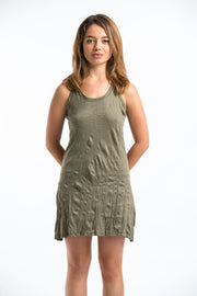 Womens Solid Color Tank Dress in Green