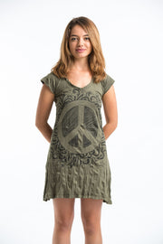 Womens Peace Sign Dress in Green