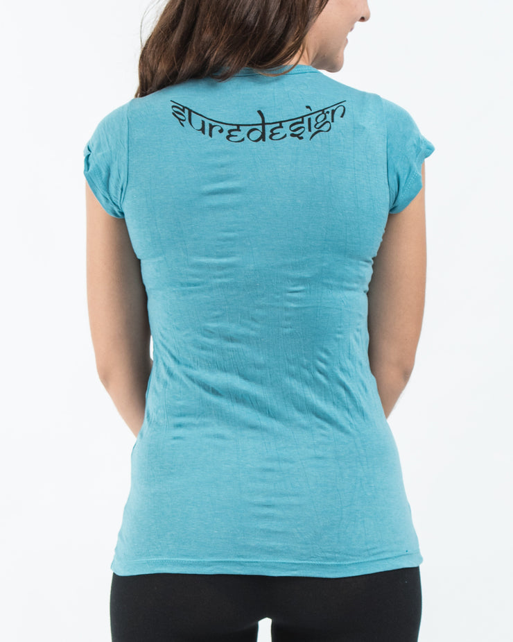 Womens Sanskrit Buddha T-Shirt in Turquoise