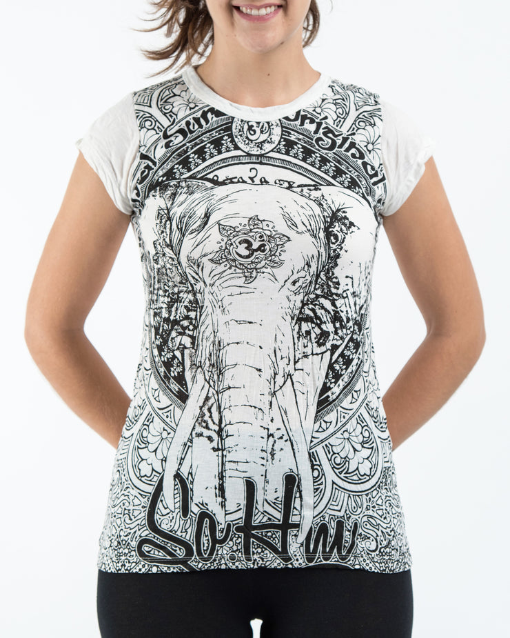 Womens Wild Elephant T-Shirt in White