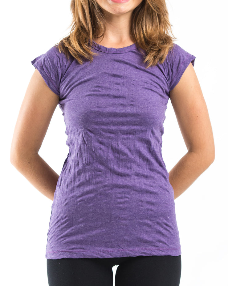 Womens Solid Color T-Shirt in Purple