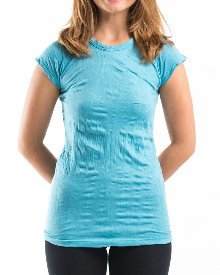 Womens Solid Color T-Shirt in Turquoise