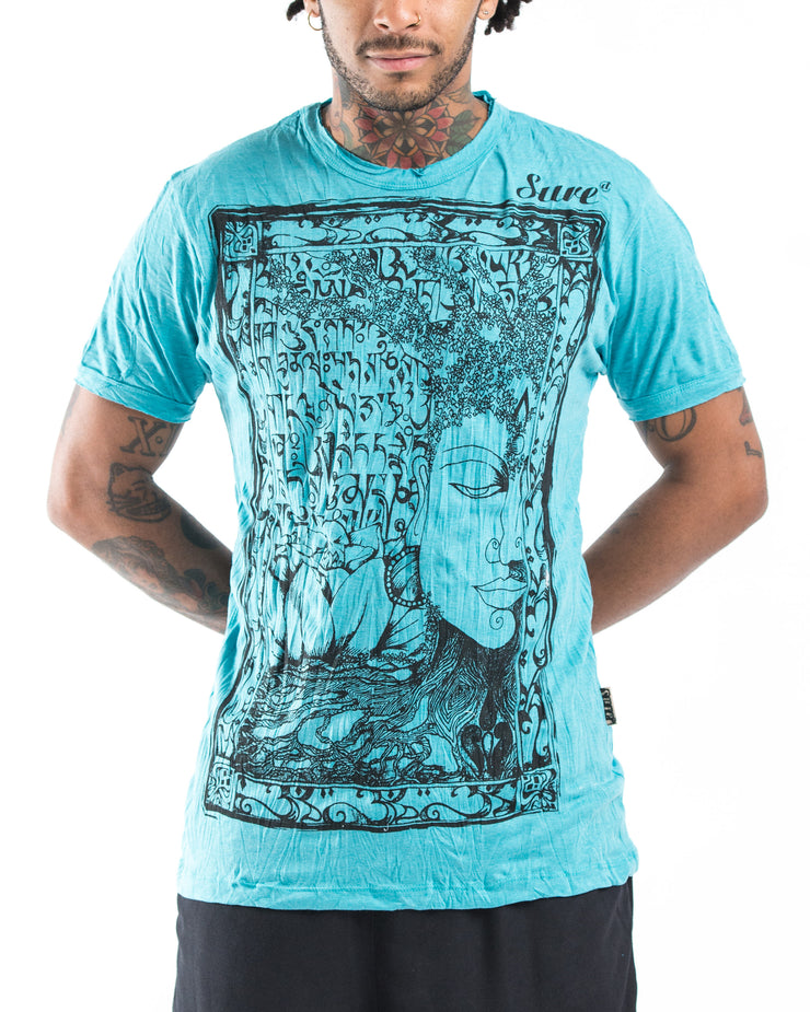 Mens Sanskrit Buddha T-Shirt in Turquoise
