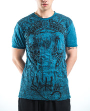 Mens Wild Elephant  T-Shirt in Denim Blue