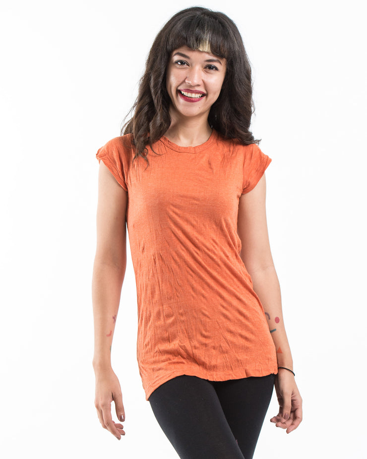Womens Solid Color T-Shirt in Orange