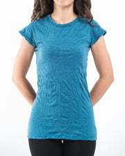 Womens Solid Color T-Shirt in Denim Blue