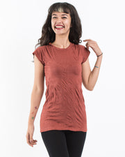 Womens Solid Color T-Shirt in Brick