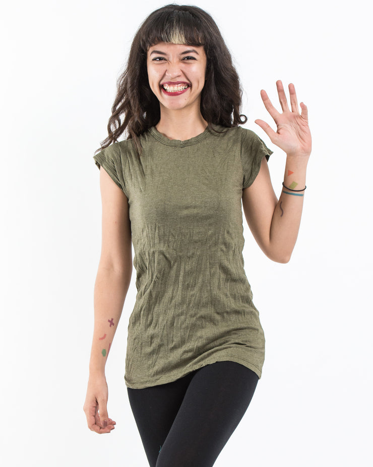 Womens Solid Color T-Shirt in Green