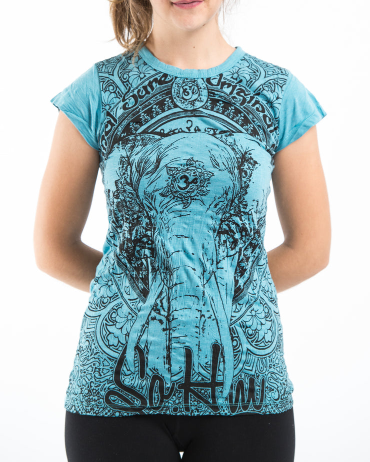 Womens Wild Elephant T-Shirt in Turquoise