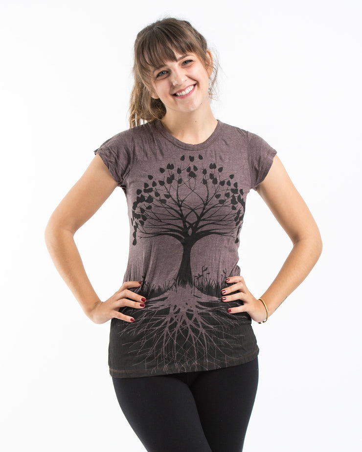 Womens Tree of Life T-Shirt in Brown