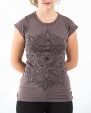 Womens Lotus Mandala T-Shirt in Brown