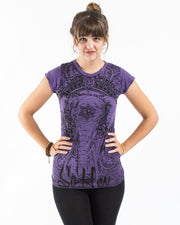 Womens Wild Elephant T-Shirt in Purple