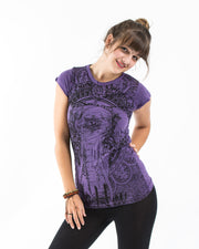 Womens Wild Elephant T-Shirt in Purple