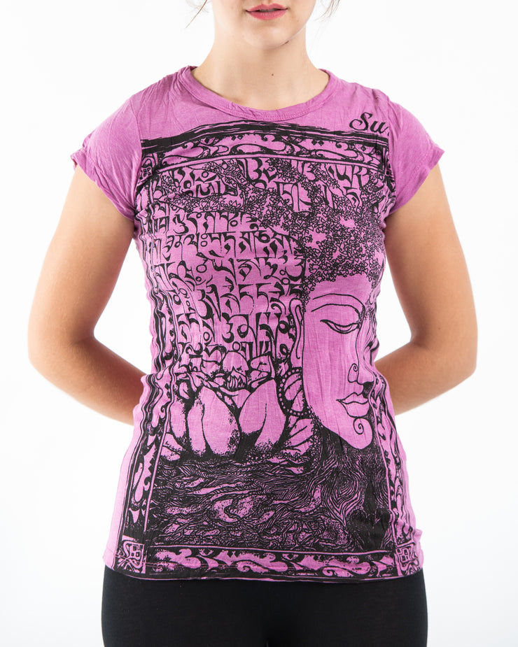 Womens Sanskrit Buddha T-Shirt in Pink