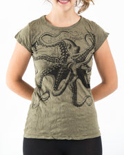 Womens Octopus T-Shirt in Green