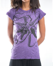 Womens Octopus T-Shirt in Purple