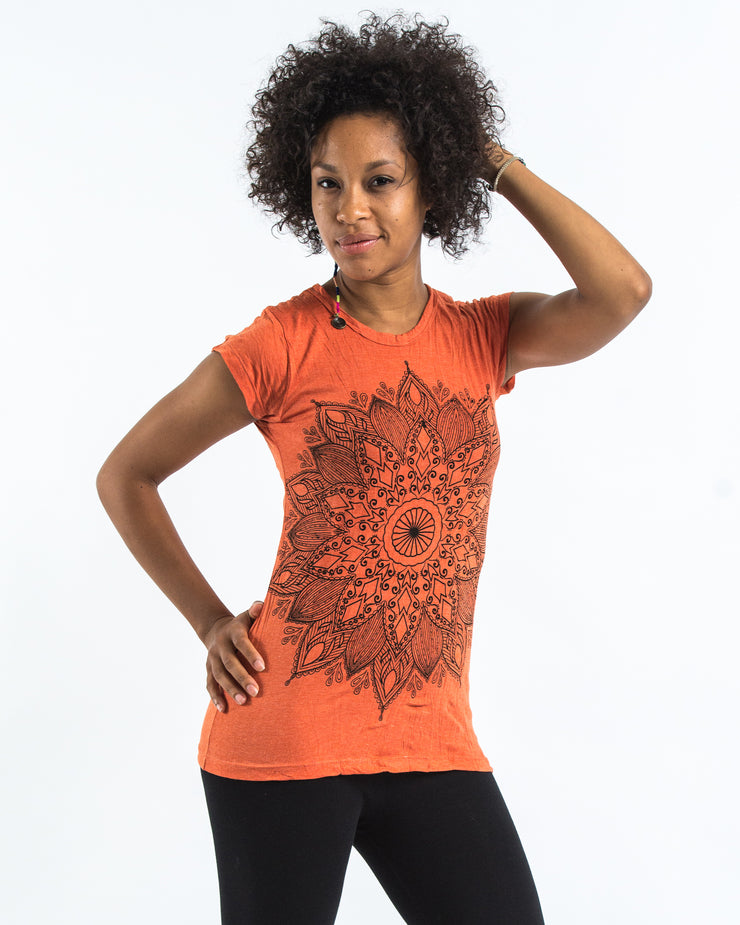 Womens Lotus Mandala T-Shirt in Orange