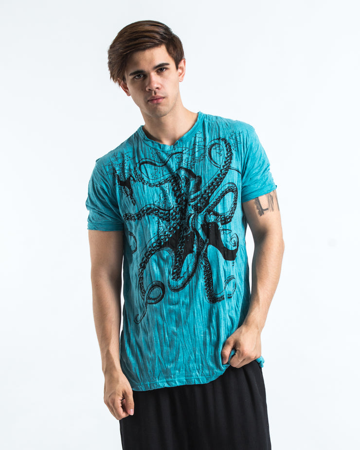 Mens Octopus T-Shirt in Turquoise