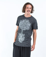 Mens Celtic Tree T-Shirt in Silver on Black
