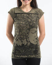 Womens Sanskrit Buddha T-Shirt in Green