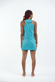 Womens Butterfly Buddha Tank Dress in Turquoise