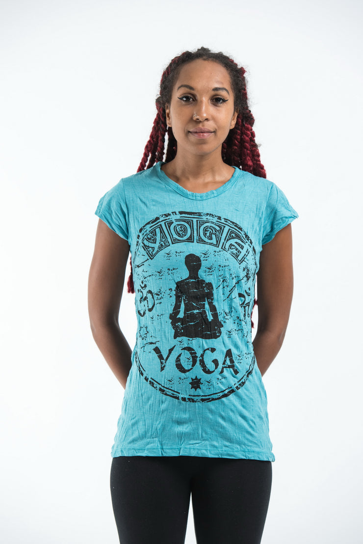Womens Infinitee Yoga Stamp T-Shirt in Turquoise