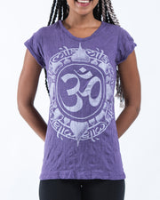Womens Infinitee Om T-Shirt in Silver on Purple