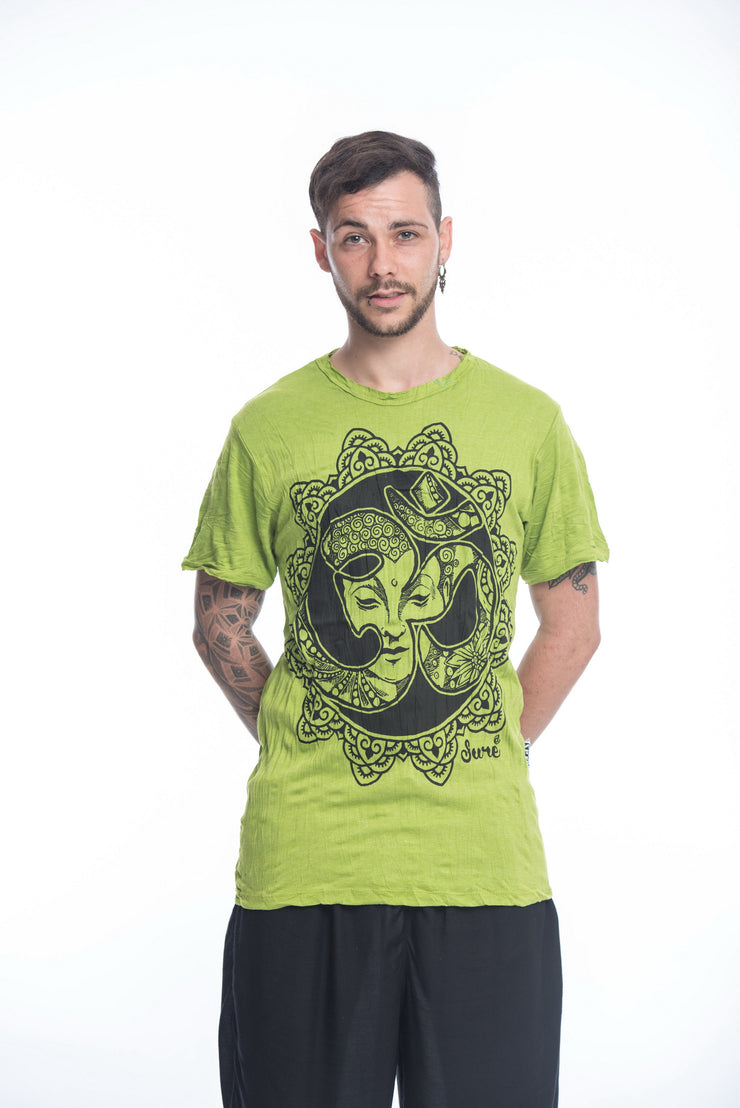 Mens Om Buddha Face T-Shirt in Lime