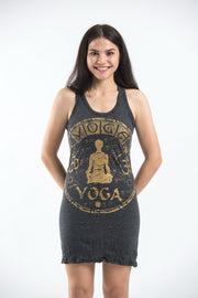 Womens Infinitee Yoga Stamp Tank Dress in Gold on Black