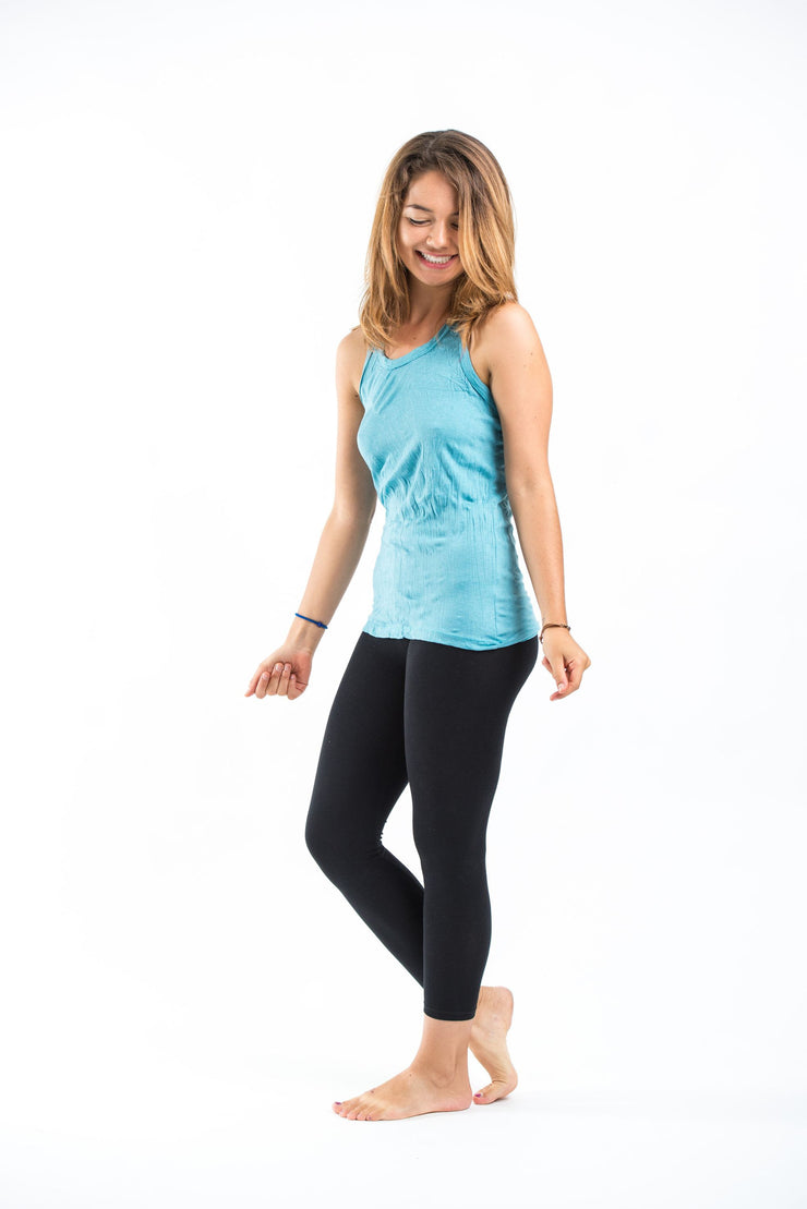 Womens Solid Color Tank Top in Turquoise