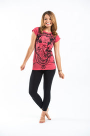Womens Big Face Ganesh T-Shirt in Red