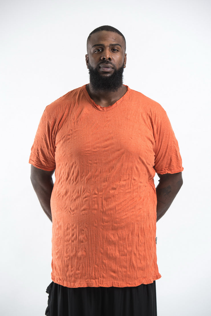 Plus Size Mens Solid Color T-Shirt in Orange