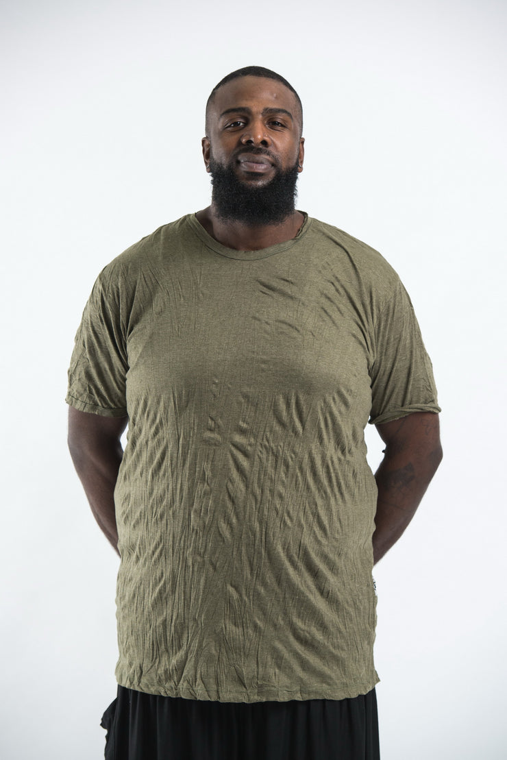 Plus Size Mens Solid Color T-Shirt in Green