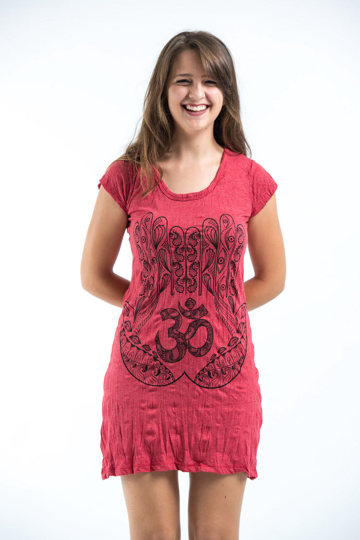 Womens Om hands Dress in Red