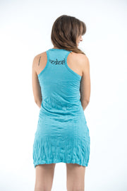 Womens Om hands Tank Dress in Turquoise