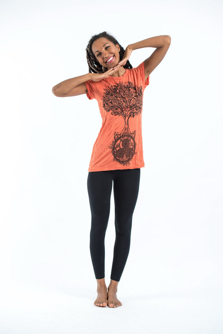 Womens Celtic Tree T-Shirt in Orange