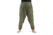 Plus Size Unisex Crinkled Cotton Harem Pants in Green