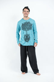 Unisex Celtic Tree Long Sleeve T-Shirt in Turquoise