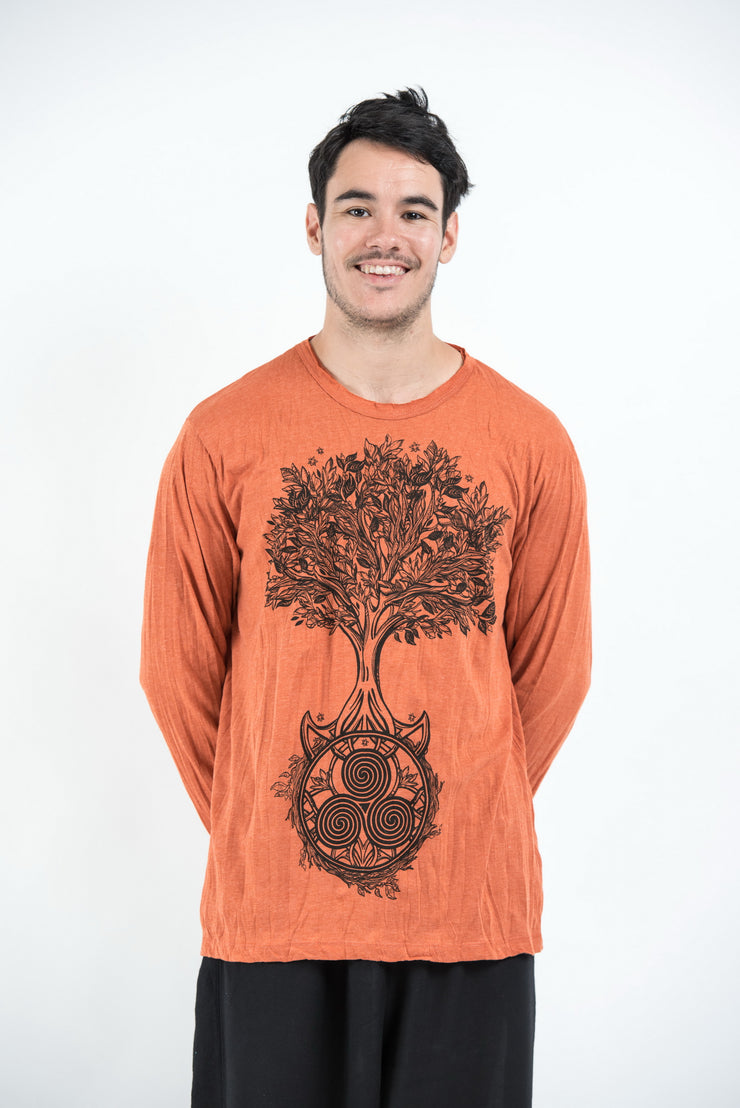 Unisex Celtic Tree Long Sleeve T-Shirt in Orange