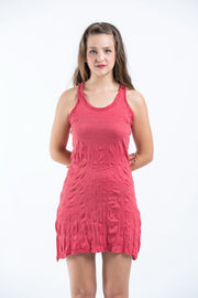 Womens Solid Color Tank Dress in Red