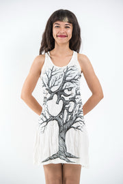 Womens Om Tree Tank Dress in White