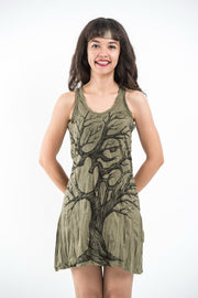 Womens Om Tree Tank Dress in Green