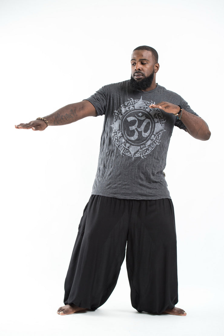 Plus Size Mens Infinitee Om T-Shirt in Silver on Black