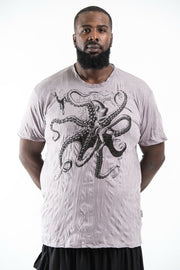 Plus Size Mens Octopus T-Shirt in Gray